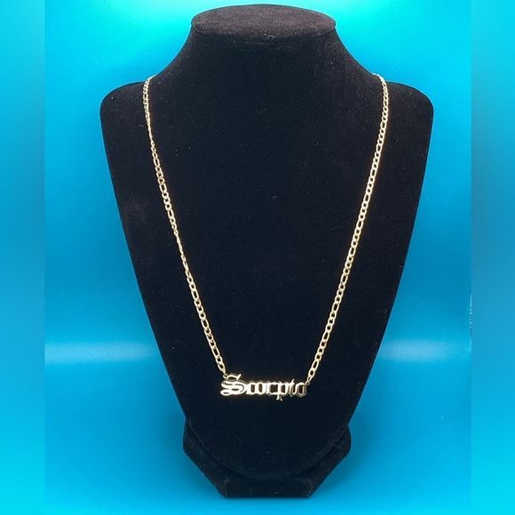 ⭐️Scorpio nameplate 14k Gold plated Figaro necklace ⭐️ - Picture 13 of 14